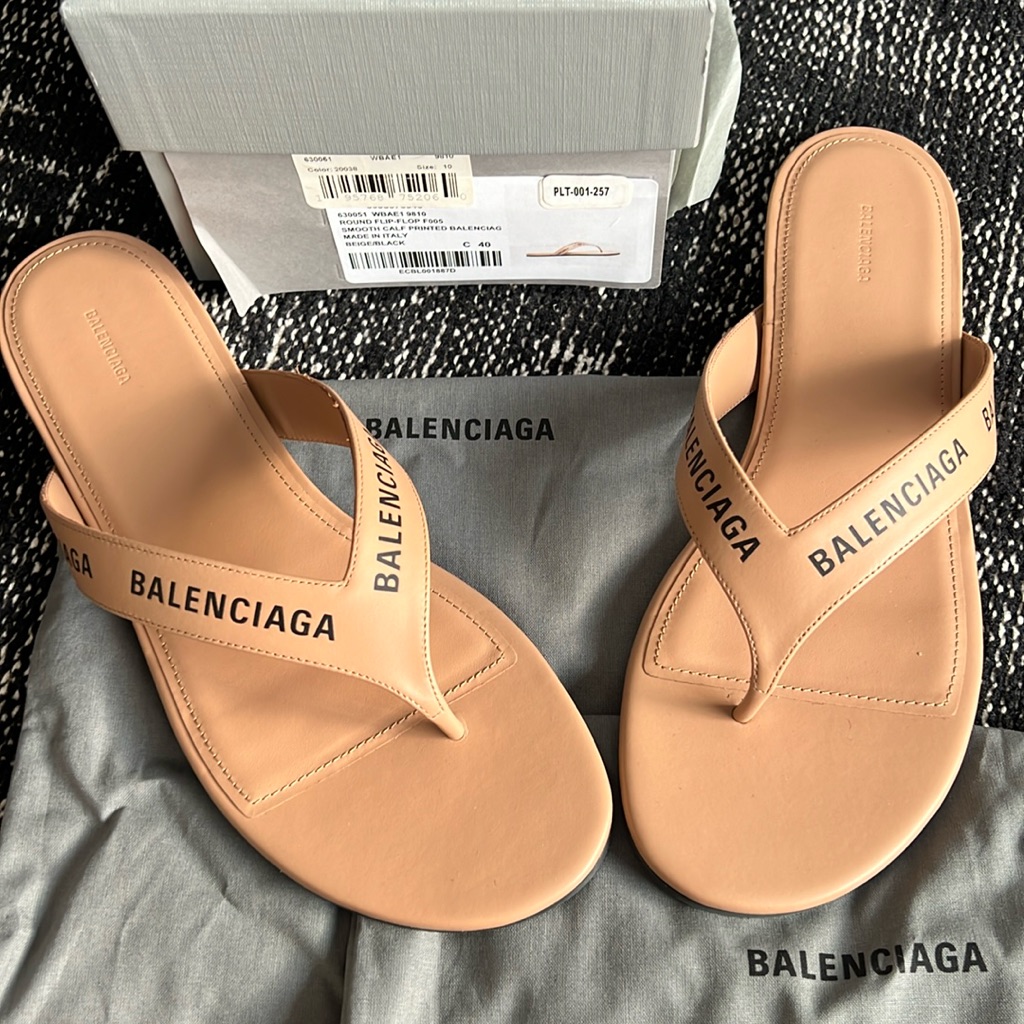 Balenciaga Logo Leather Sandal